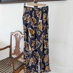 Band of Gypsies Navy Floral Wide-Leg Pants